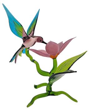 Blüte mit Kolibri, stehend / Blüte rosa